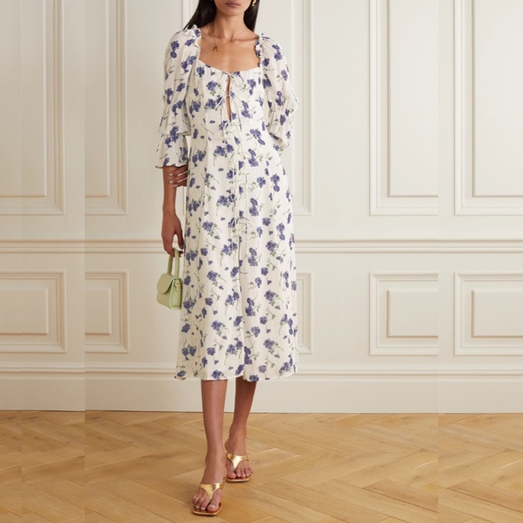 Reformation Dresses & Skirts - NWT Reformation Roberta Midi Dress Blueberries 0
